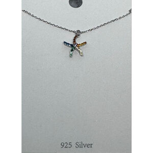 Sterling Silver Rainbow Starfish Necklace 18”